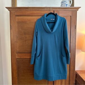 Merrell Women’s Indira Ponte Knit Cowl Neck Long Sleeve Dress Teal XL